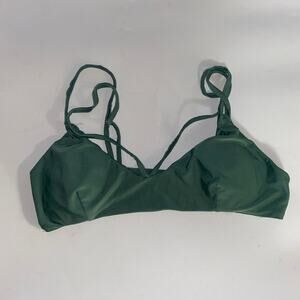 Army Olive Military Green Strappy Bikini Swim Bathing Suit Top Size Medium